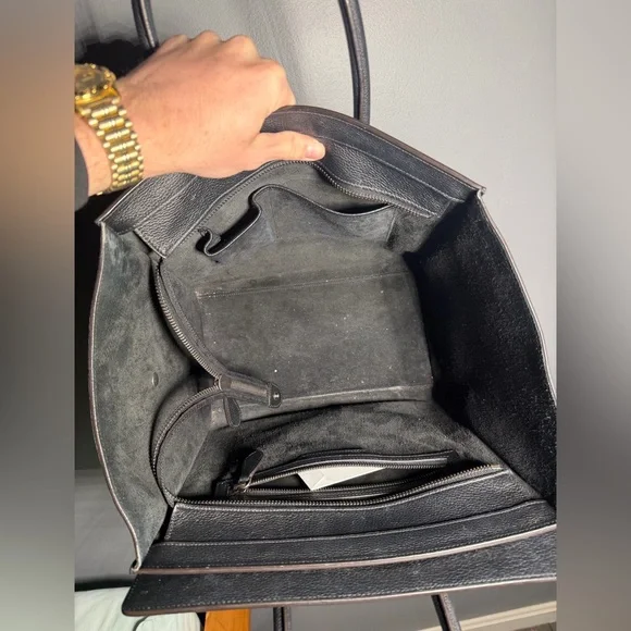 Celine Mini Luggage Drummed Leather Black Tote - Picture 16 of 16